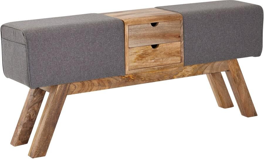 Industrieelinhuis.nl Halbank met opbergruimte Turnbok bekleed met stof 120 cm grijs - Foto 2