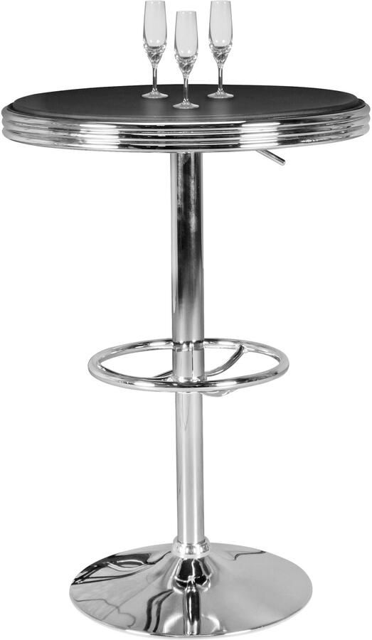 Sky Style Elvis 60 x 60 Sidetable- Hoogte Verstelbare statafel Zilver -Kunstleren Blad