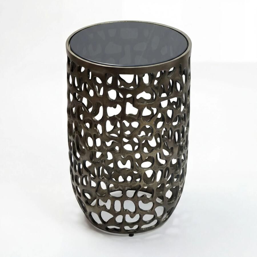 Wohnling Bijzettafel glas aluminium zwart 30 cm