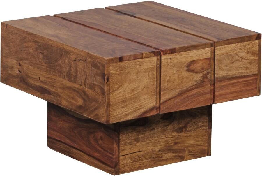 Wohnling bijzettafel massief hout Sheesham woonkamertafel 44 x 44 x 30 cm salontafel massief landhuis kubus vierkant - Foto 2