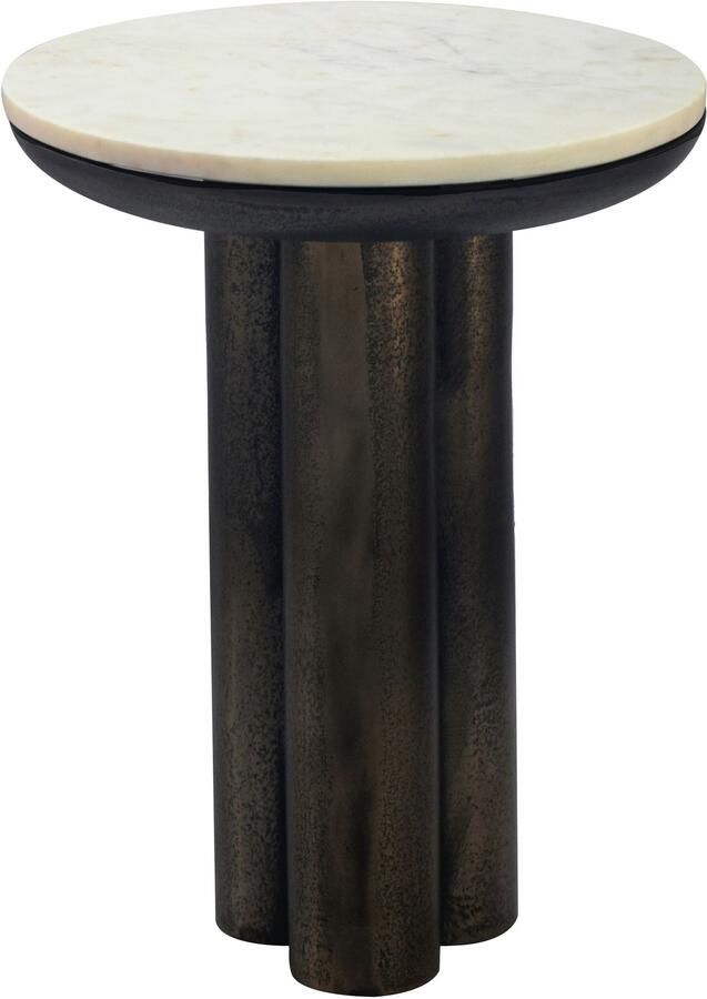Wohnling Bijzettafel metaal marmer wit 36 cm