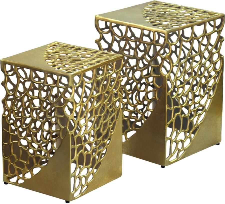 Wohnling Bijzettafelset aluminium goud 2-delig