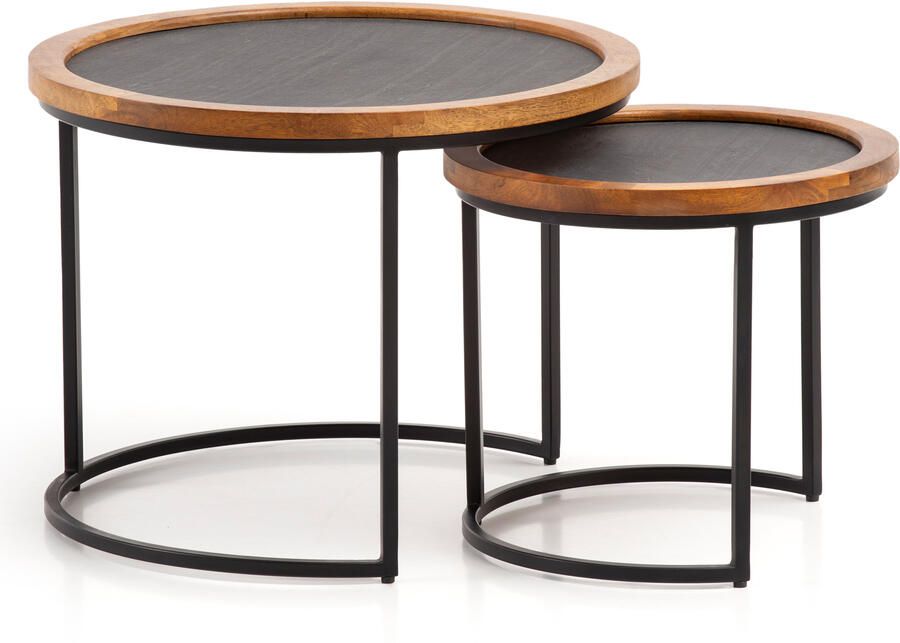 Sky Style Zenith Ronde Salontafel Set Mango Steen