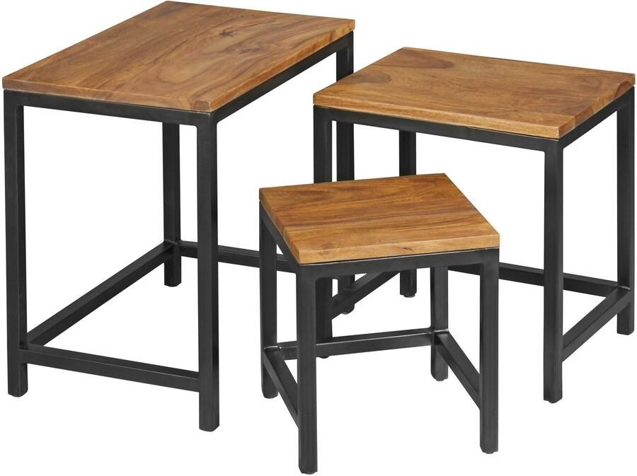 Wohnling Bijzettafelset sheeshamhout 3 stuks - Foto 2