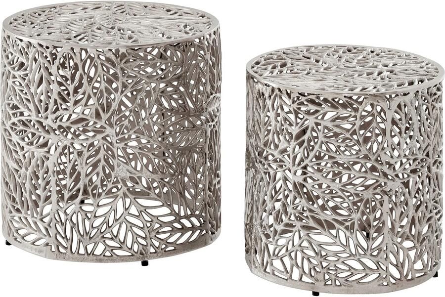 Wohnling Bijzettafelset zilver aluminium 41x41 cm