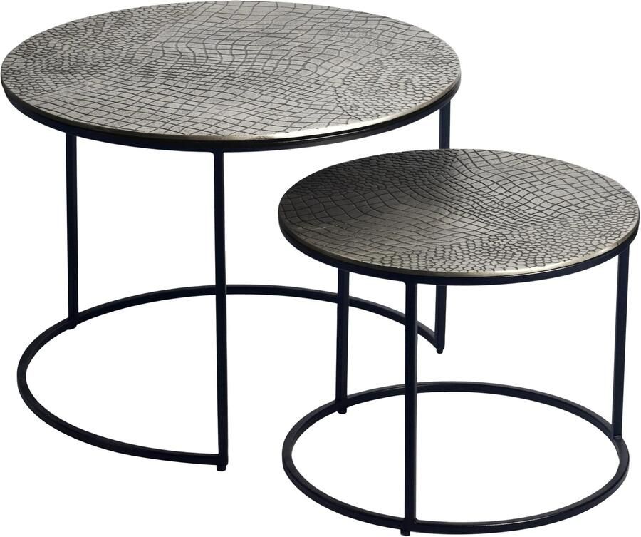 Wohnling Bijzettafelset zilver aluminium 60x60 cm