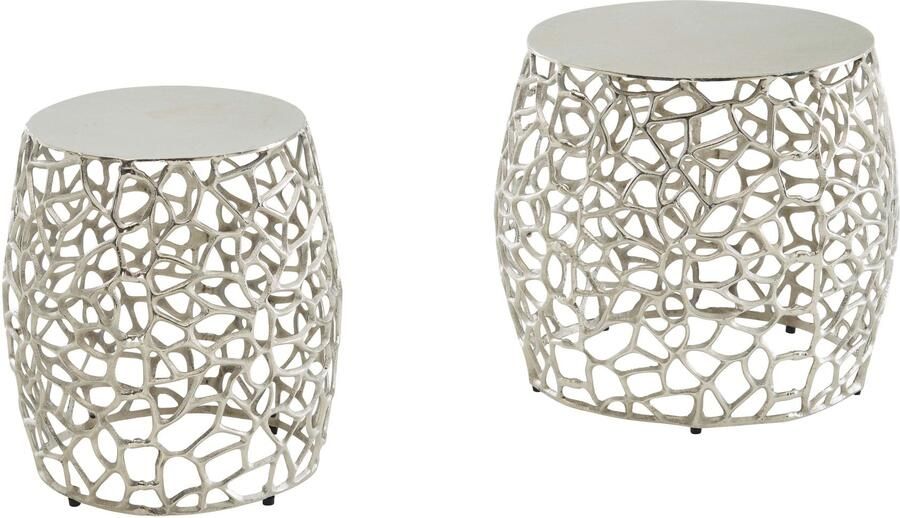 Wohnling Bijzettafelset zilver aluminium rond