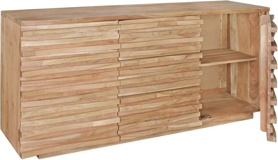 Sky Style dressoir KADA 160 x 75 x 43 cm massief hout Acacia Natuurlijk Wane sideboard Land stijl commode en deuren Hal kast staande kast - Foto 2