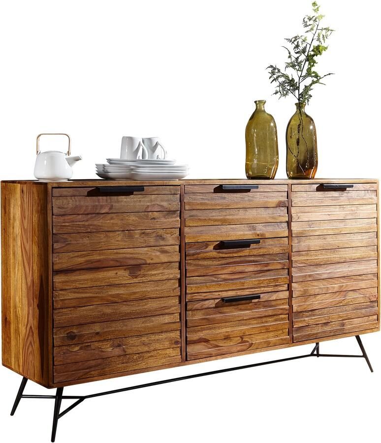 Industrieelinhuis.nl Dressoir 160 cm ladekast deuren & lades dressoir massief houten kast