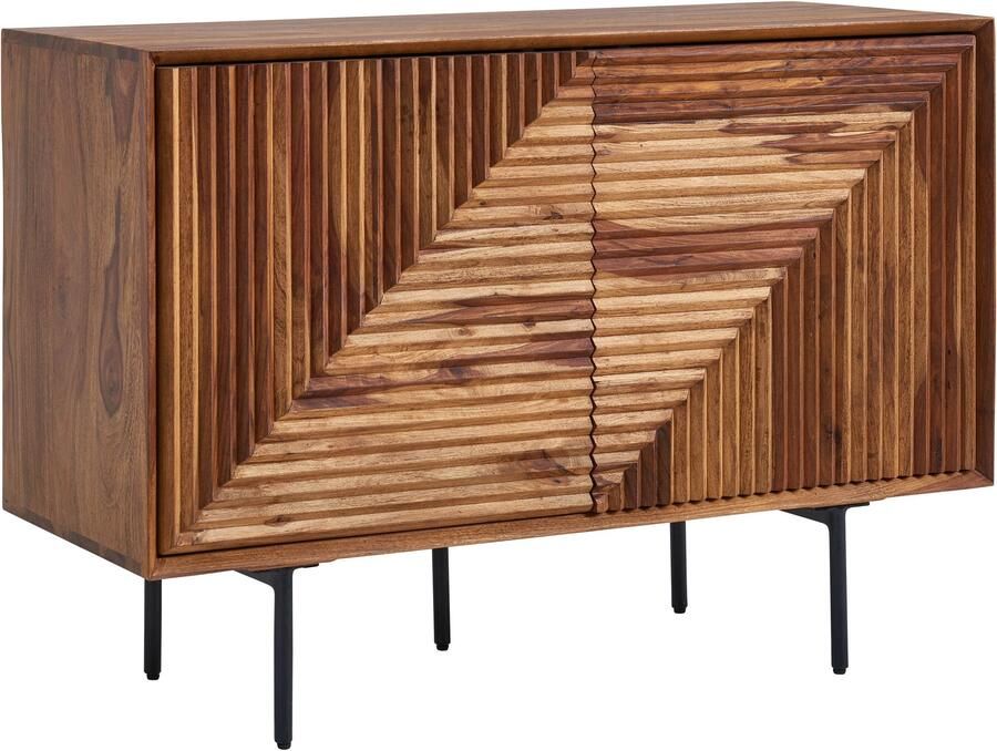 Ervesto dressoir 100x71x40 cm massief sheeshamhout metalen dressoir ladekast met twee deuren Dressoirkast hout modern Staande kast woonkamer