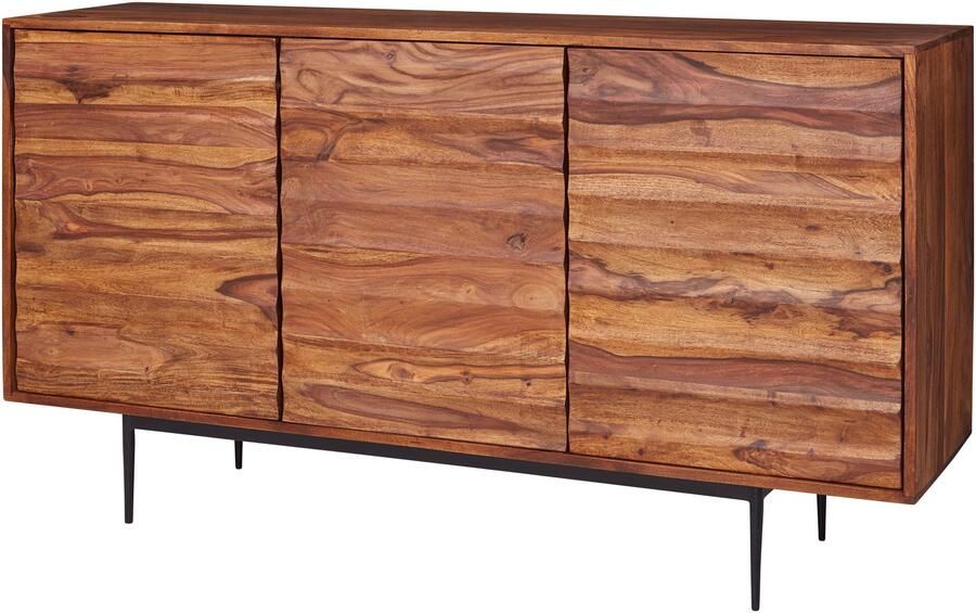 Ervesto WOONEND dressoir WL5.635 Sheesham massief hout 150x81x41 cm rustieke ladekast Design dressoir groot Hoge ladekast met 3 deuren massief hout Vloerkast Woonkamer Modern