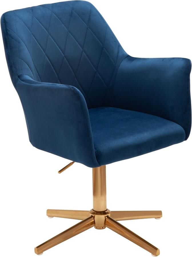 Wohnling Eetkamerstoel fluweel blauw 55 cm - Foto 2