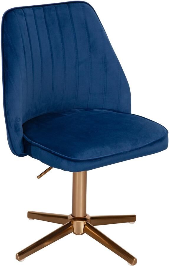 Sky Style bureaustoel donkerblauw velvet design draaifauteuil met rugleuning kuipstoel 120 kg in hoogte verstelbaar Werkstoel zonder wielen Stoel bureau thuiskantoor Draaibaar