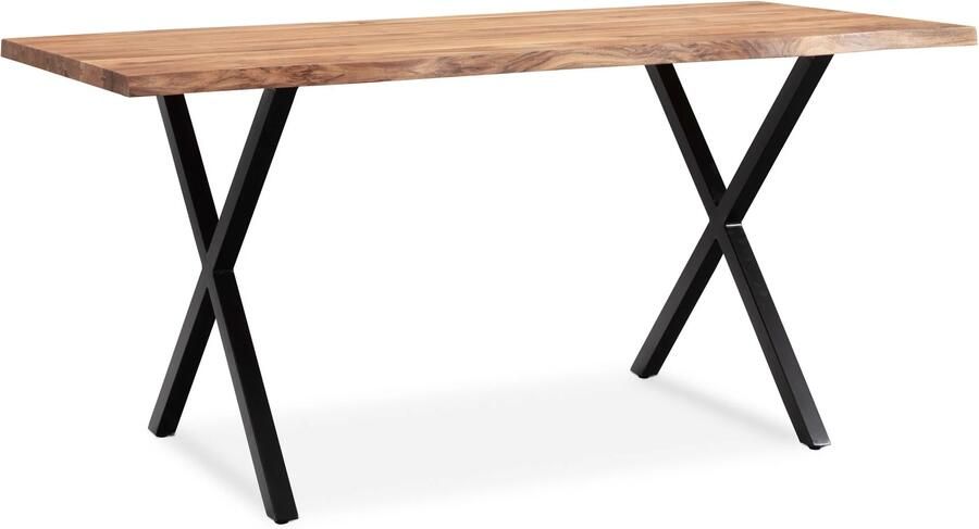 Wohnling Eettafel acaciahout zwart 160x80 cm