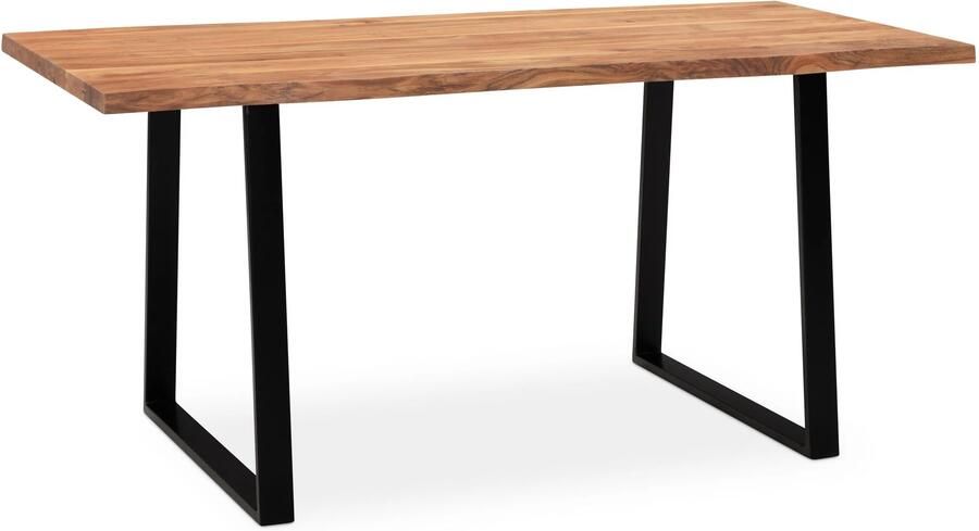 Wohnling Eettafel acaciahout zwart metaal 180x90 cm