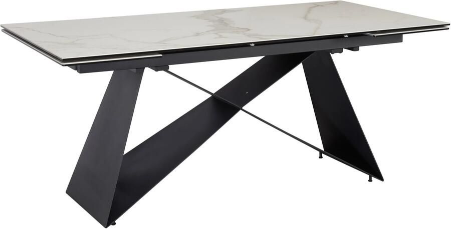 Wohnling Eettafel wit keramiek uitschuifbaar 180 cm Wit