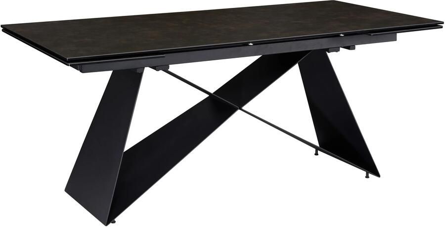 Wohnling Eettafel zwart keramiek uitschuifbaar 180 cm Zwart