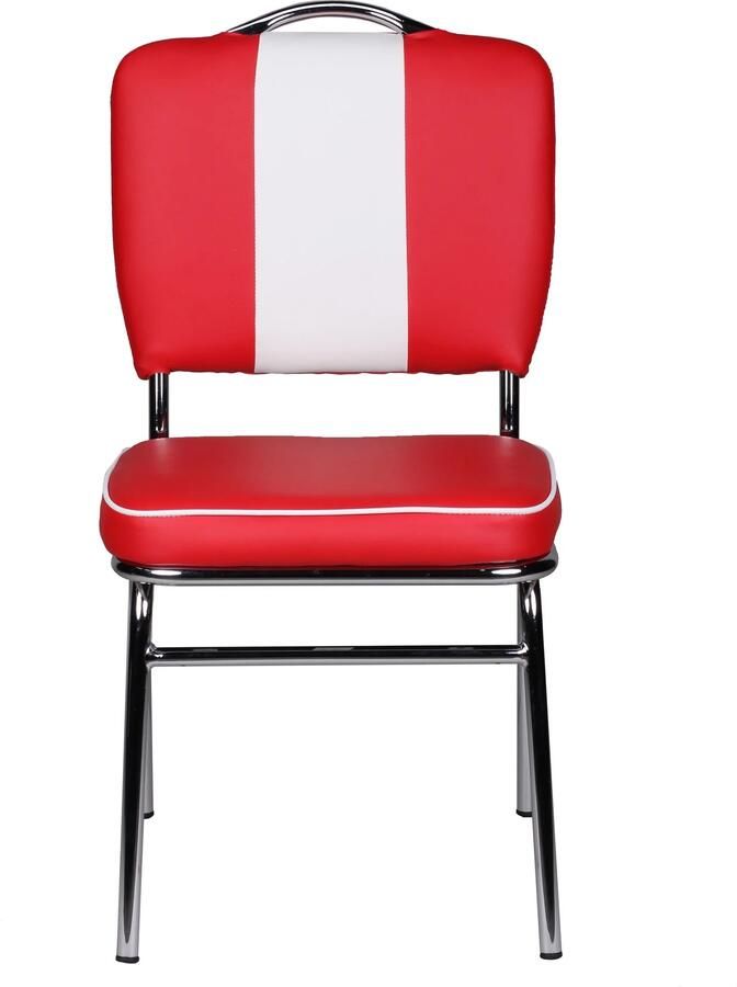 Wohnling ELVIS American Diner 50s Retro | Zitting bekleed met rugleuning | Eetkamerstoel kleur rood wit - Foto 2