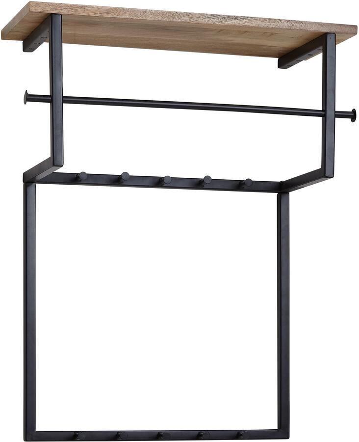 Industrieelinhuis.nl Wandkapstok hout metaal 60 cm kledingkast met plank hal haakstang - Foto 2