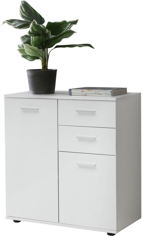 Ervesto ladekast SVENJA met deuren & laden 71x78x35cm kast hout wit Halkast helder modern Multifunctionele kast klein Sideboard mat dressoir Commode meubilair van de ladenkast