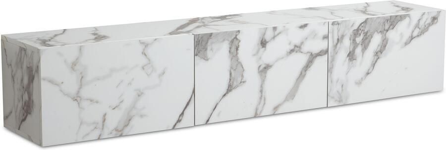 Wohnling Lowboard hangend marmerlook wit 160x30x30 cm tv-meubel design tv-tafel met vouwdeuren modern tv-kastwand tv-ladekast om op te hangen - Foto 2