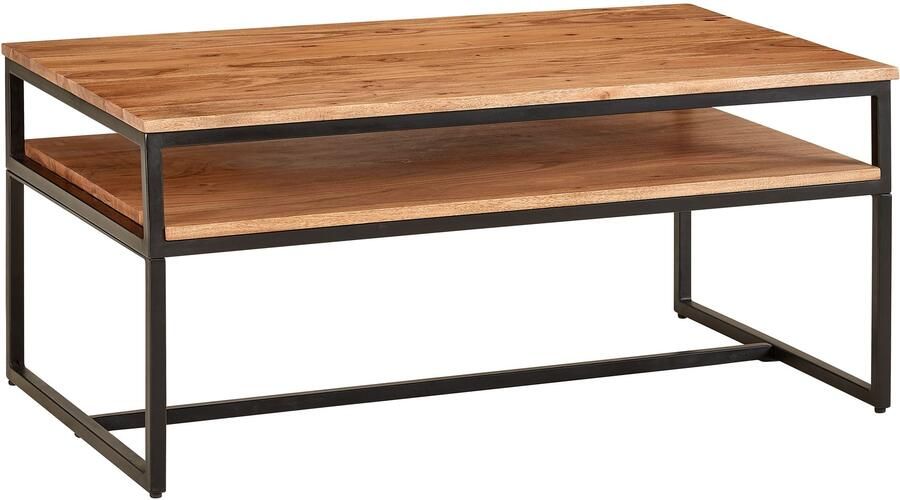 Sky Style salontafel 100x60x45 cm massief houten metalen salontafel acacia IndustriÃle kamertafel met opbergruimte Houten tafel salontafel massief
