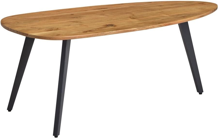 Wohnling salontafel acacia massief hout 110 x 45 x 60 cm salontafel niervorm | Salontafel Moderne houten tafel | Tafel woonkamer hout metaal