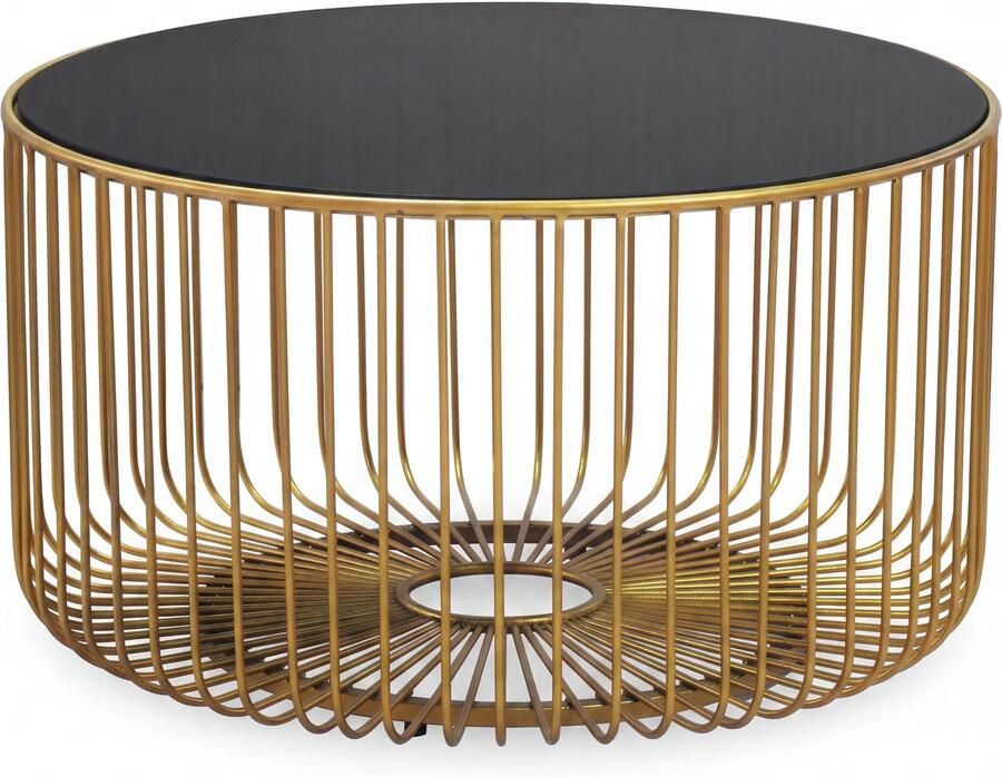Wohnling Salontafel glas metaal goud rond 60 cm