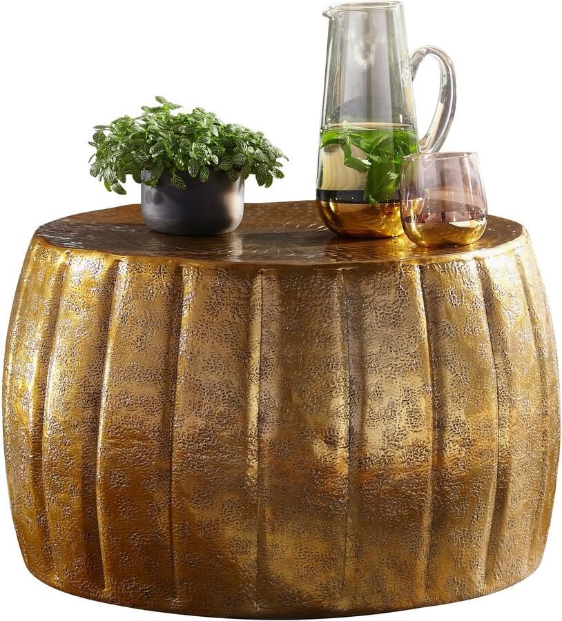 Sky Style salontafel JAMAL 60x36x60 cm aluminium gouden bijzettafel oosterse rond Plat koffietafmetaal Design salontafel modern Loungetafel kleine tafel
