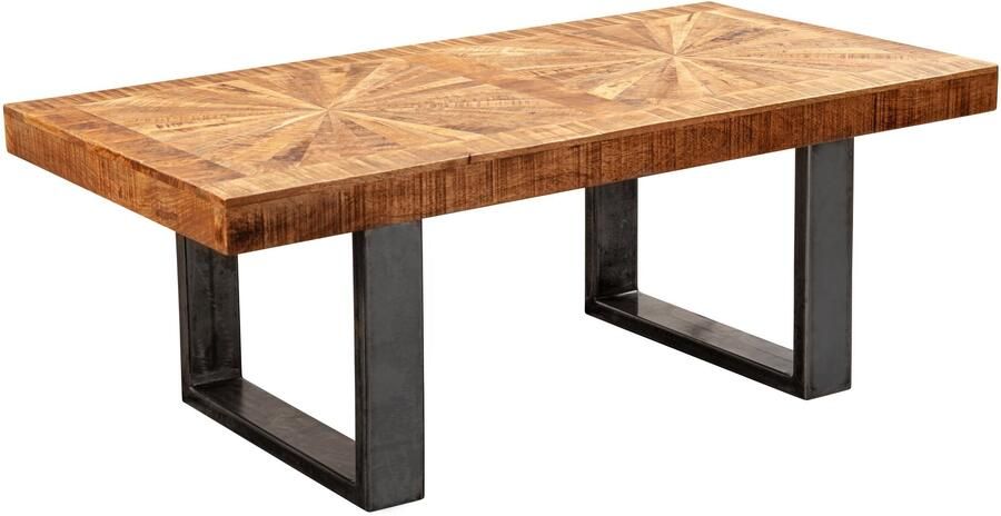 Sky Style moderne salontafel mango massief hout 105x40x55 cm tafel in industrieel design Salontafel met hout en metaal Rustieke salontafel - Foto 3