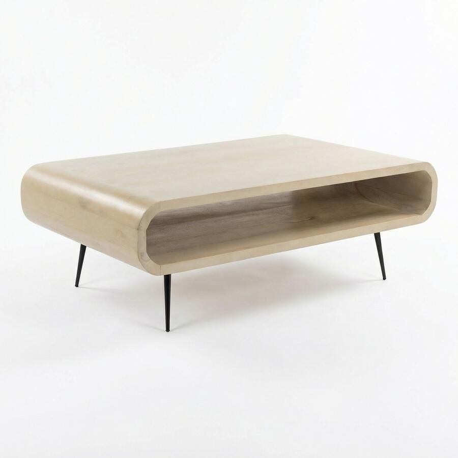 Wohnling Salontafel mangohout 90 cm breed white wash