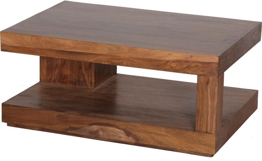 Sky Style salontafel MUMBAI Sheesham massief hout 90 x 60 x 40 cm Salontafel design donkerbruin Landhuisstijl bijzettafel natuur Woonkamermeubels uniek modern Massief houten meubelen echt hout rechthoekig - Foto 2
