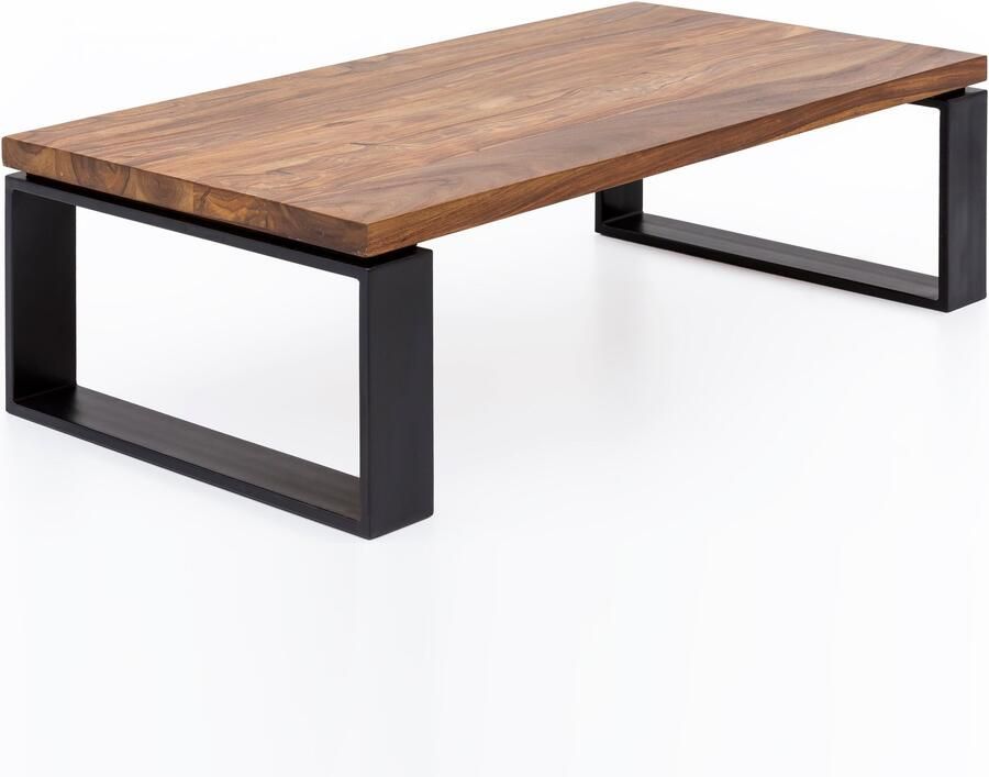 Sky Style Salontafel WL5.650 Sheesham Massief houten salontafel 115x35x60 cm met metalen frame Salontafel rechthoekig massief hout bruin Houten tafel modern Woonkamer met tafel