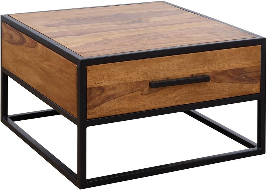 Sky Style salontafel WL5.623 massief houten metalen zitbank 65x38x65cm Design salontafel Sheesham Stubentable Industrial Brown Ontwerper Houten Tafel Koffietafel Massief Woonkamer met tafel