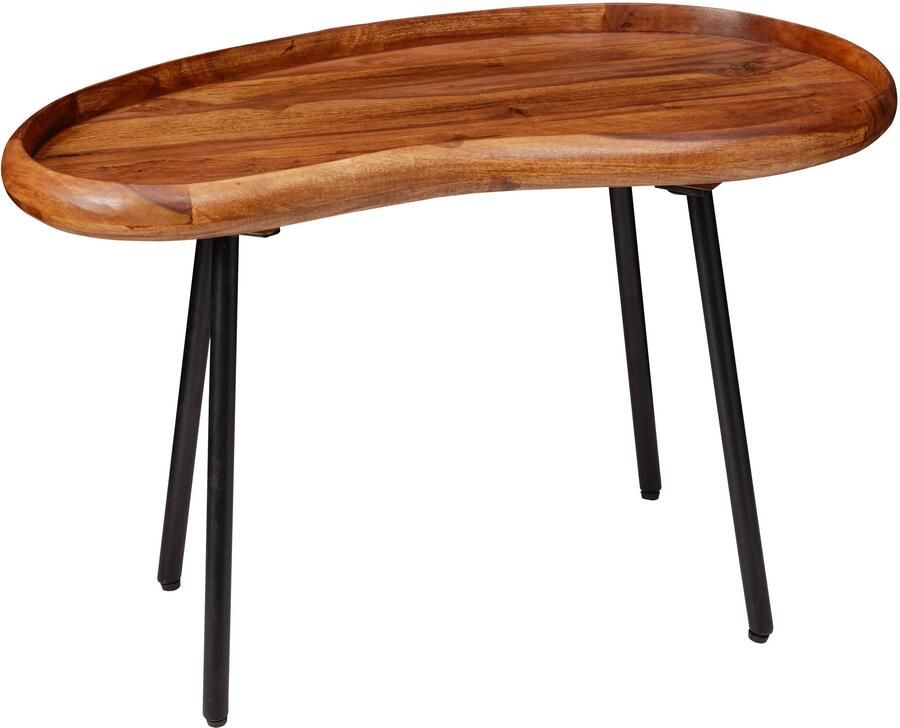 Sky Style salontafel WL5.670 71x42x40 cm Sheesham massieve zitbank niervorm met metalen poten Salontafel massief hout Kleine niertafel echt hout Stubentisch Holz Bijzettafel Modern - Foto 3