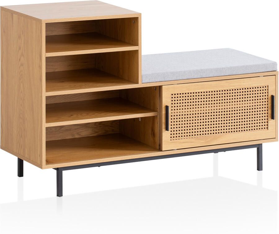 Wohnling Schoenenkast eiken rotan 120 cm lang