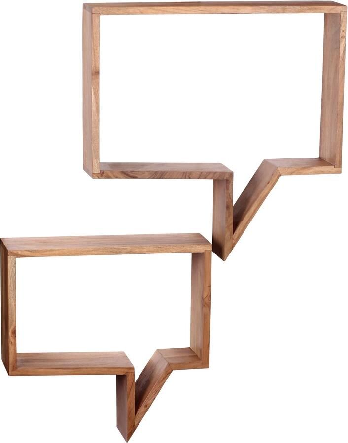 Wohnling set van 2 wandplanken MUMBAI massief houten acacia houten plank landelijke huisstijl hangende plank echte houten wandplank natuurlijk product