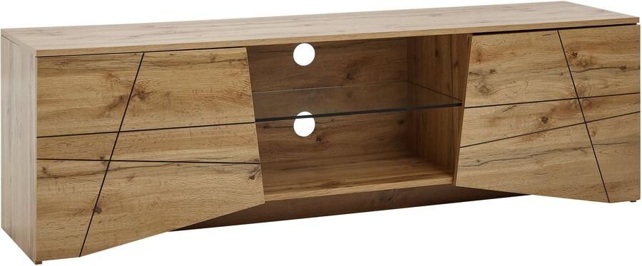 Sky Style Lowboard hout eiken decor 160x50x40 cm TV-dressoir met 2 deuren -Design TV meubel hoog TV meubel TV meubel modern TV dressoir woonkamer - Foto 2