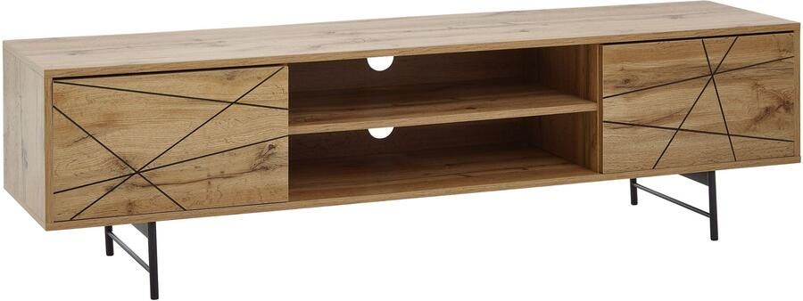 Industrieelinhuis.nl lowboard hout eiken decor 160x45x40 cm TV-dressoir met 2 deuren Design TV meubel hoog TV meubel TV meubel modern TV dressoir woonkamer - Foto 2