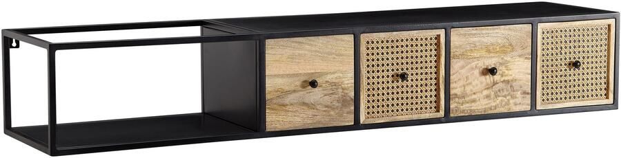 Sky Style HiFi Lowboard Hangend Mango Massief Hout Metaal 150x25x35 cm TV-Dressoir Zwart Design TV-Meubel Modern TV-Tafel Wand TV-Bord Woonkamer - Foto 3