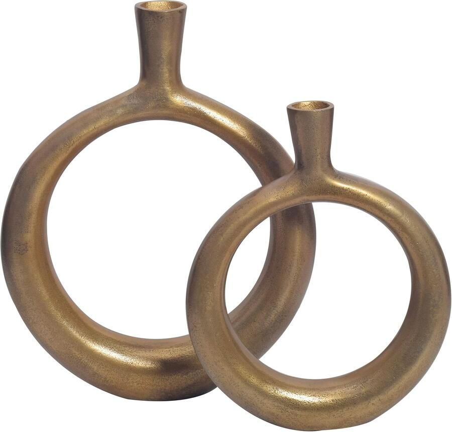 Wohnling Vaas goud aluminium donut set 2