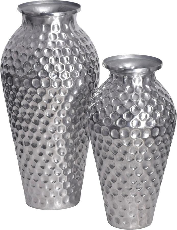 Wohnling Vaas zilver aluminium amphora set 2