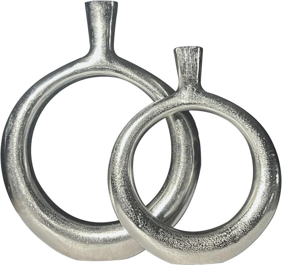 Wohnling Vaas zilver aluminium donut set 2