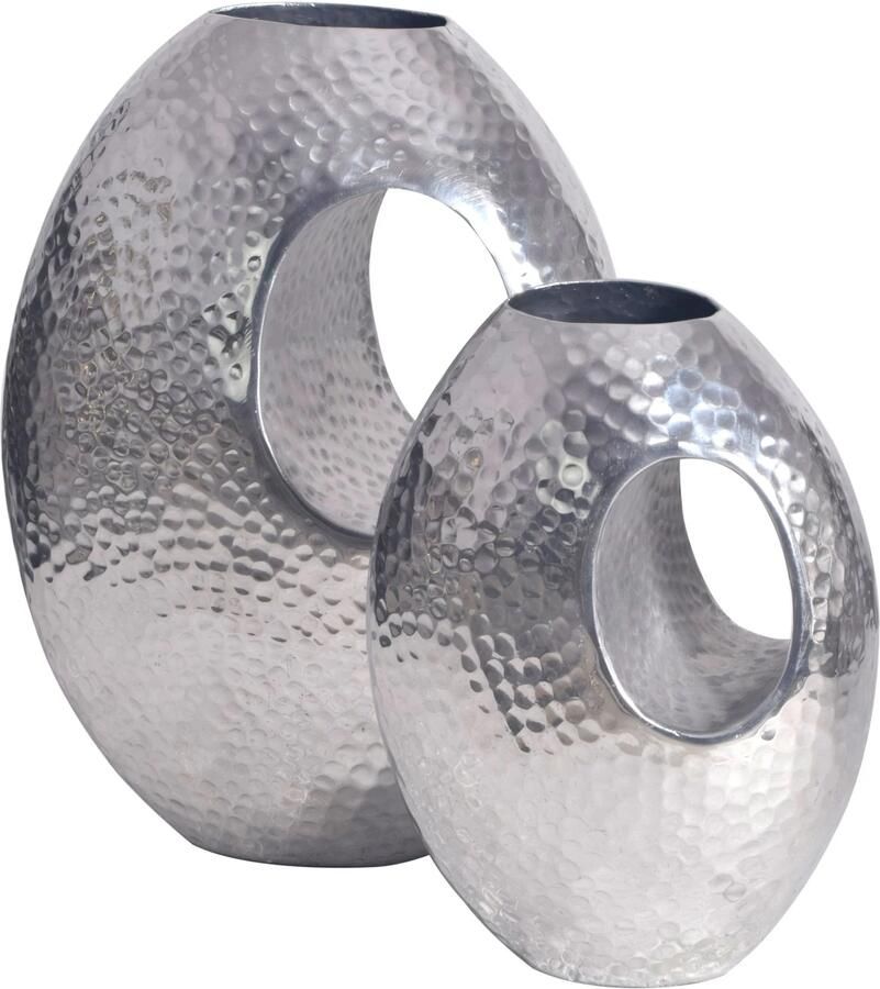 Wohnling Vaas zilver aluminium met handvat 39 cm