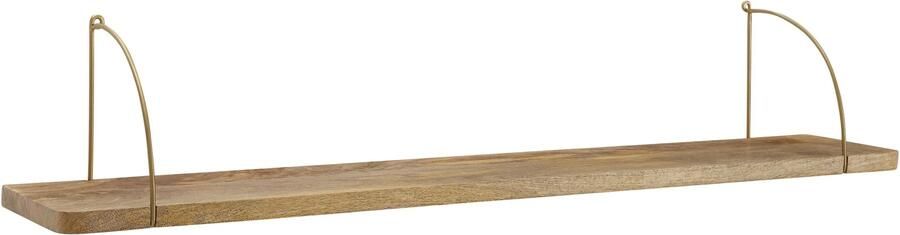 Wohnling Wandplank 120x25x22 cm Mango Massief Hout Metaal Hangplank Industrieel | Muurplank Hangende Plank | Plank voor de Wand Zwevend