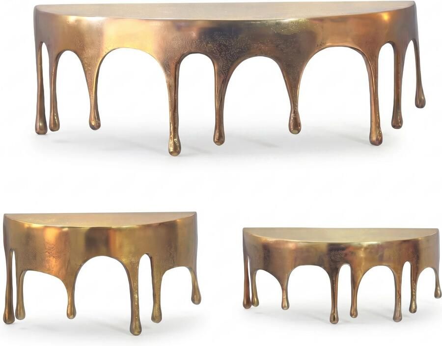 Wohnling Wandplank aluminium goud 60 cm 3-delig