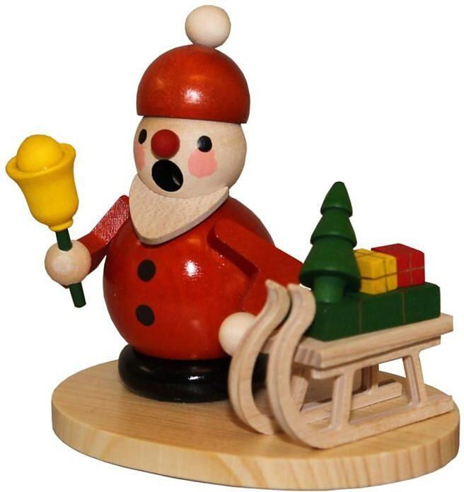 Albin Preissler Rokersmannetje Kerstman met Slee vakmanschap uit het Ertsgebergte