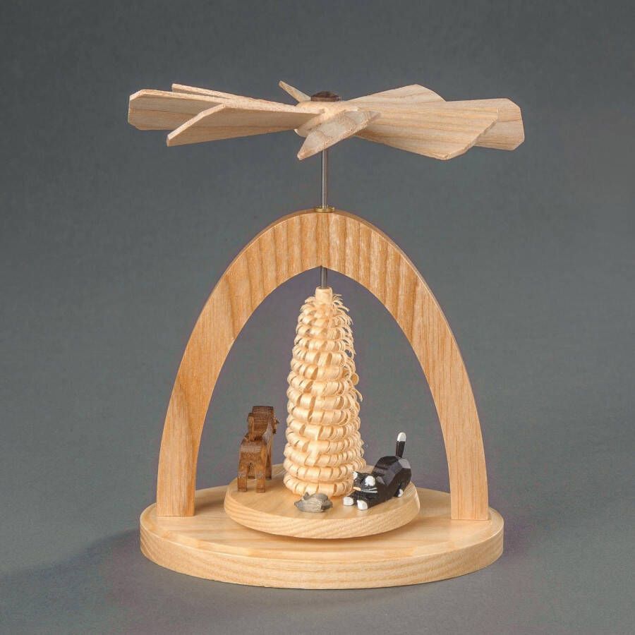 Albin Preissler Kerstpiramide Warmtemobile kat met muis hond en boompjes kerstversiering