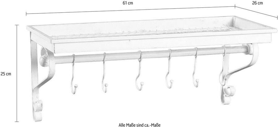 Ambiente Haus Kapstok met plank antiek wit handwerk - Foto 2