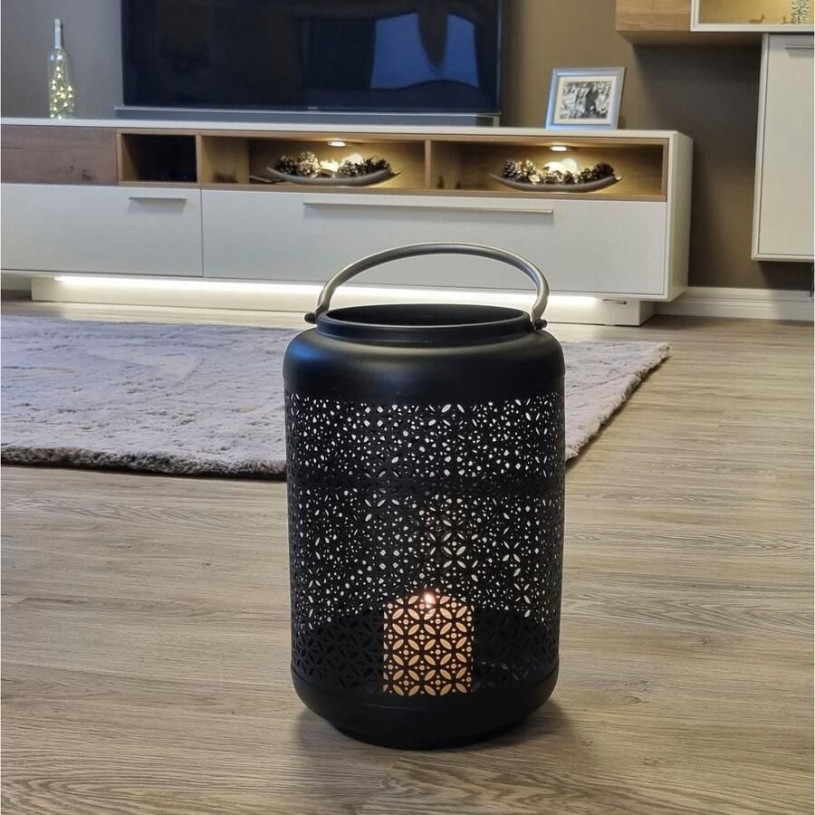 Ambiente Haus Lantaarn met kaars Lantaarn met zilverkleurige handvat (H) 42 cm (1 stuk)